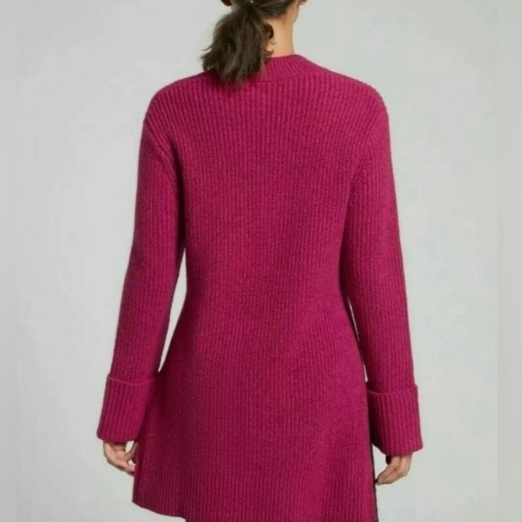 Athleta Shasta V-Neck Oversized Fit Wool Knit Sweater- Dark Pink, Size Large - Picture 3 of 9